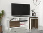 Hanah Home Mueble de TV Escandinavo Blanco y Nogal con Mesas de Centro
